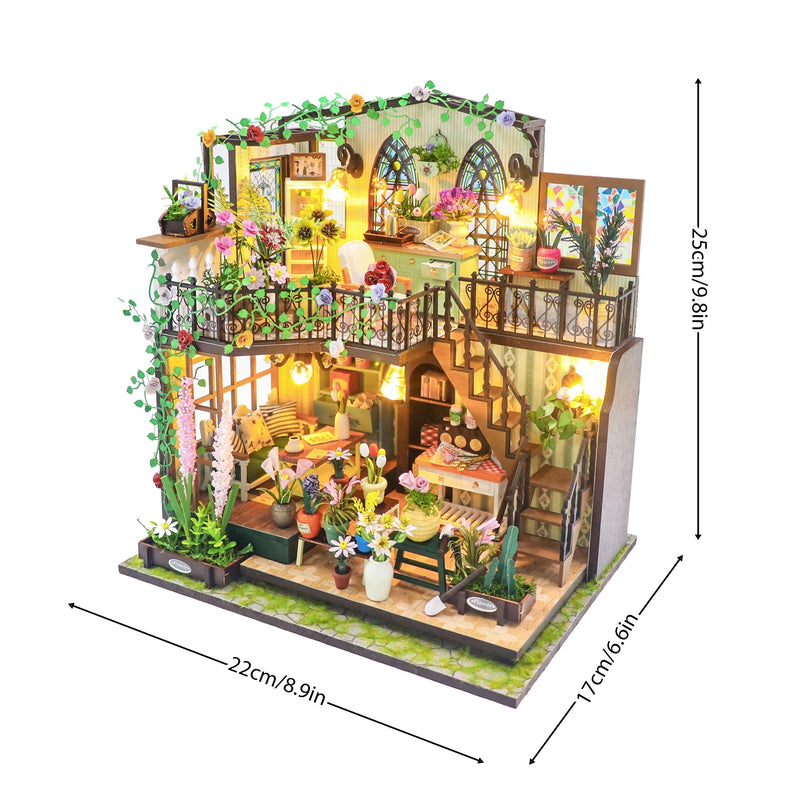 DIY Miniaturowy Szklarnia-Domek z Oświetleniem – Ręcznie Wykonana 3D Układanka do Kreatywnej Dekoracji