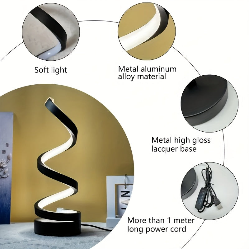 Lampa Biurkowa LED w Kształcie Spirali – Nowoczesne, Dimmowalne Oświetlenie