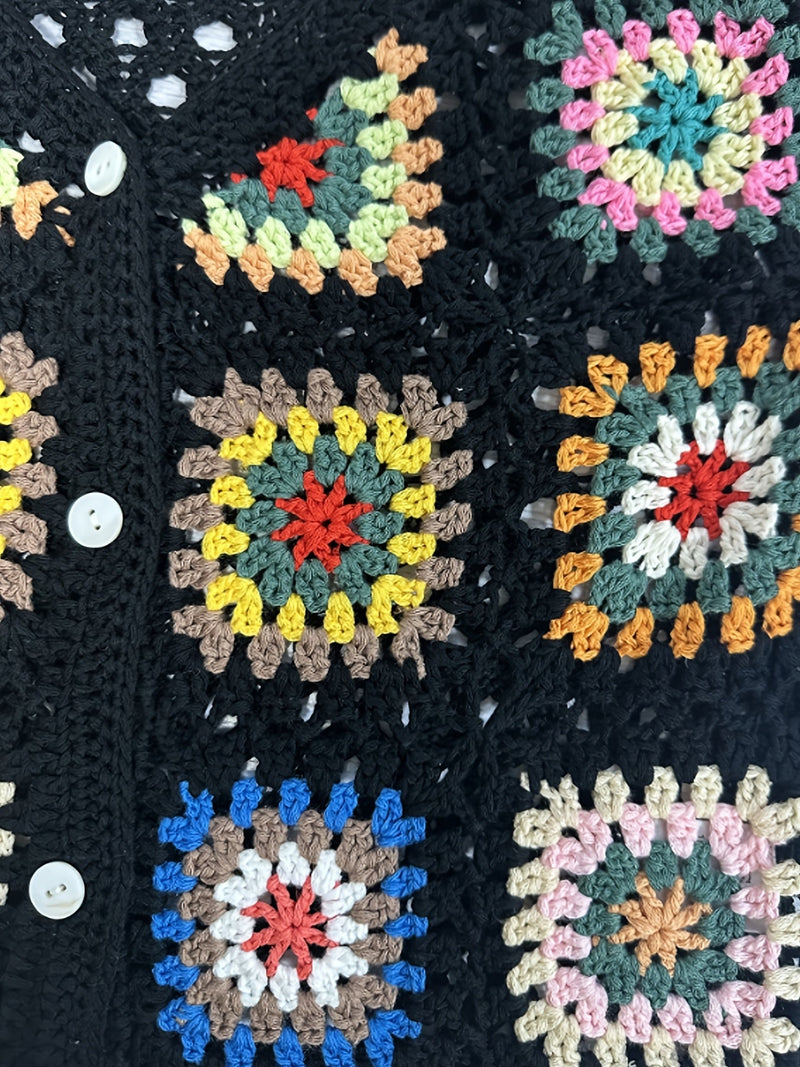 Bohemijska Ręcznie Robiona Sukienka na Szydełku – Kolorowa i Wygodna