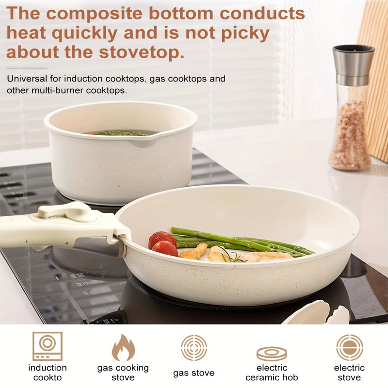 Set de vase ceramice cu 17 elemente – inclusiv mânere detașabile și friteuză adâncă