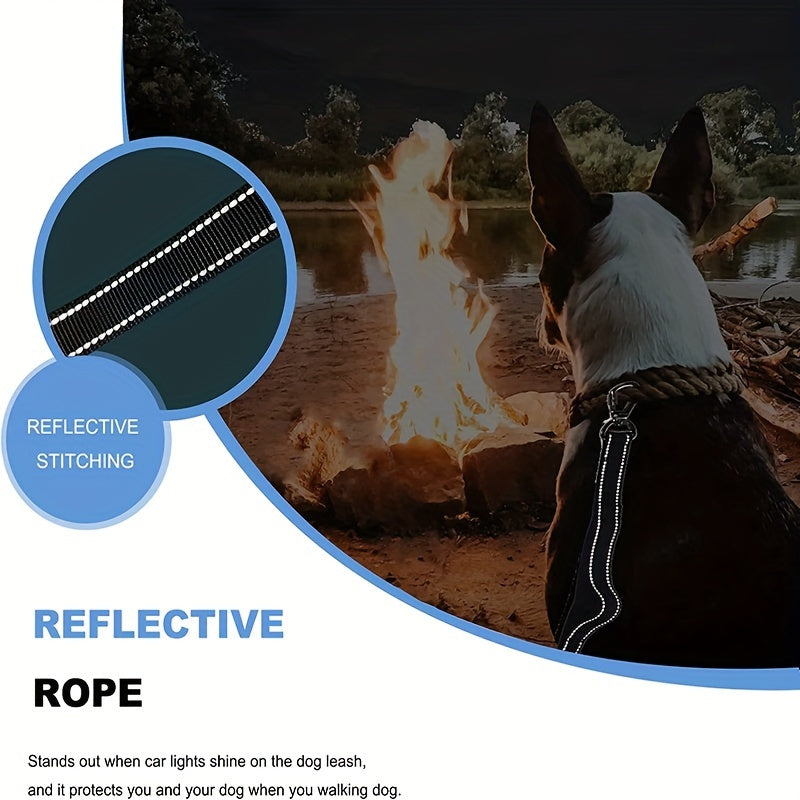 Lesă bungee reglabilă pentru câini – amortizantă și reflectorizantă pentru câini mari