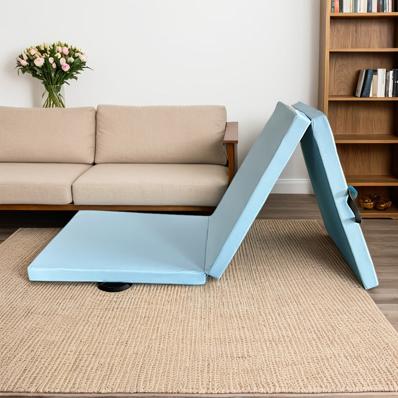 Saltea portabilă de yoga sub formă de triptic cu umplutură groasă, suprafață antiderapantă din PU și mâner