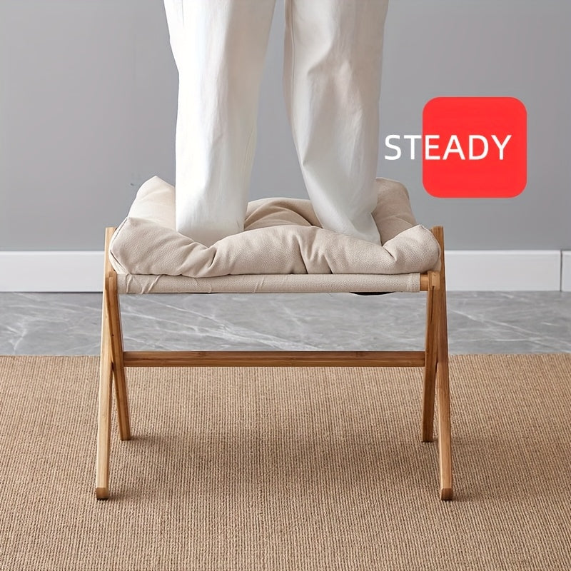 Lekki Składany Podnóżek z Bambusa – Wygodny i Praktyczny do Użytku w Domu i Biurze