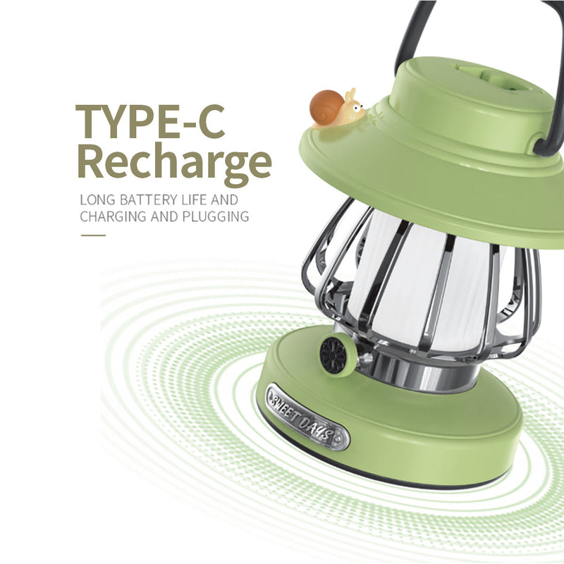 SnailGlow Hordozható Kemping Lámpa – USB-n Tölthető Éjszakai Lámpa