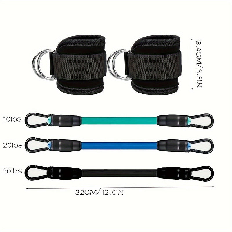 Set de benzi elastice reglabile pentru glezne – Ideal pentru antrenamentul fesierilor și picioarelor acasă