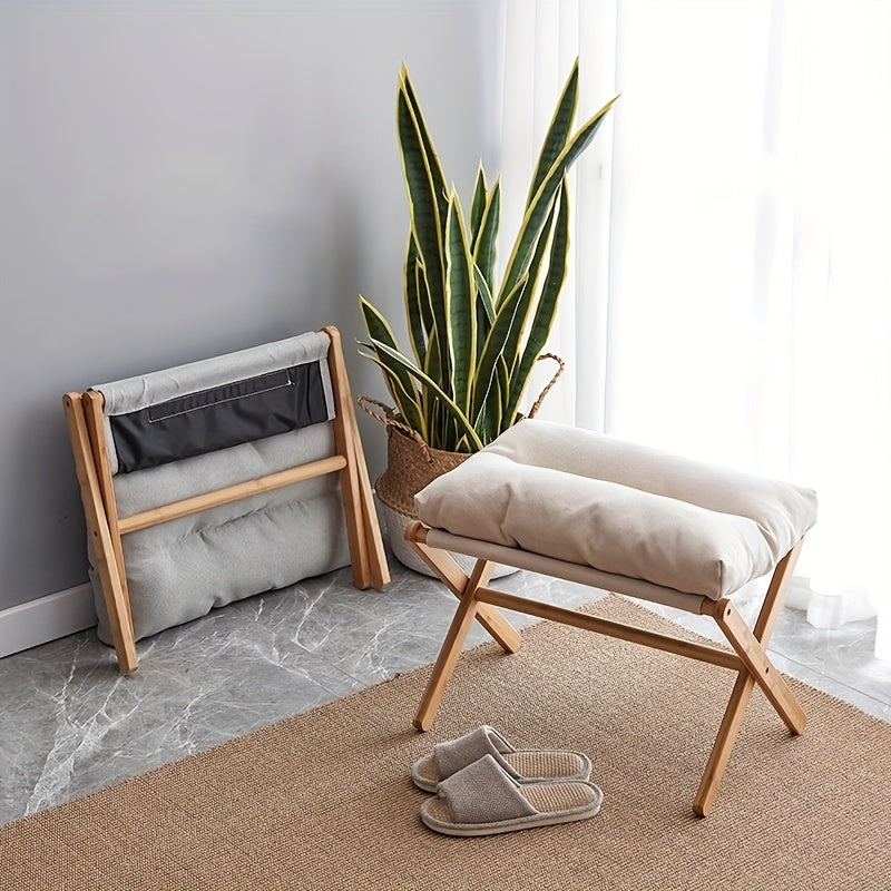 Lekki Składany Podnóżek z Bambusa – Wygodny i Praktyczny do Użytku w Domu i Biurze