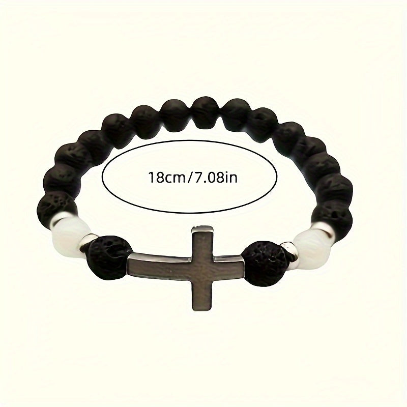 Świecący w Ciemności Kralenarmband z Krzyżem - Dla Unikalnego Stylu