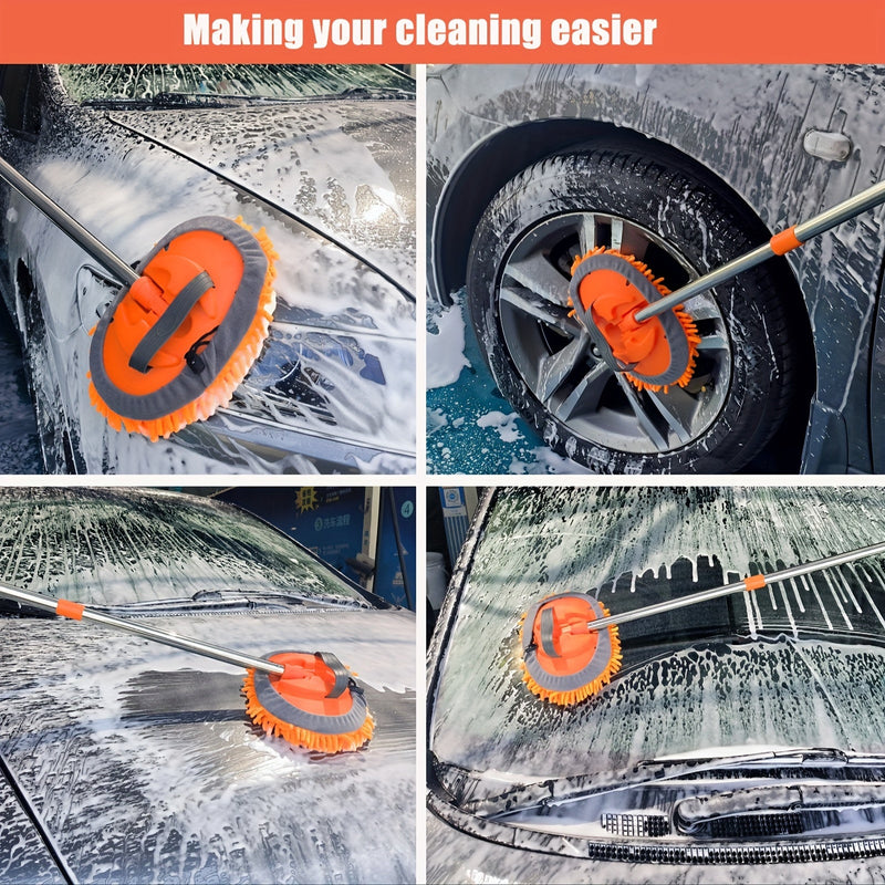 Perie cu microfibră pentru spălarea mașinilor cu mâner lung – cap de mop detașabil pentru curățare fără zgârieturi