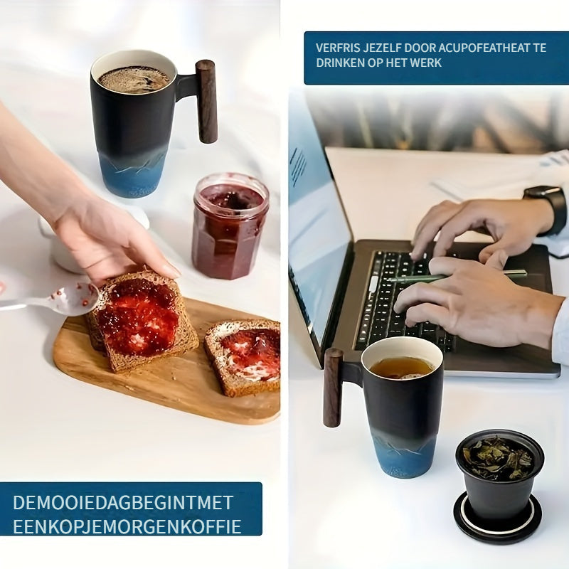 Ceașcă ceramică de ceai realizată manual cu sită – design autentic și utilizare practică