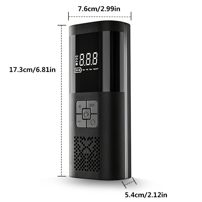 Hordozható Légkompresszor – Intelligens Eszköz Gumiabroncsok Felfújásához LCD Kijelzővel és LED Lámpákkal