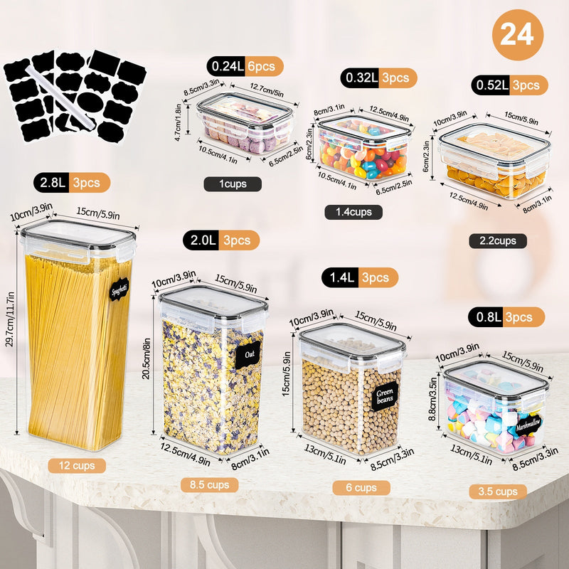 24-elementowy zestaw do przechowywania w kuchni – Praktyczny i Przejrzysty