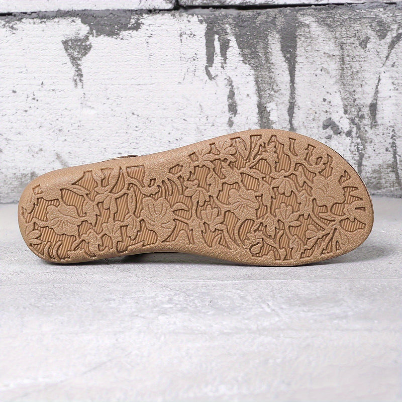 Damskie Płaskie Sandały z Kryształkami i Elastyczną Taśmą w Stylu Boho