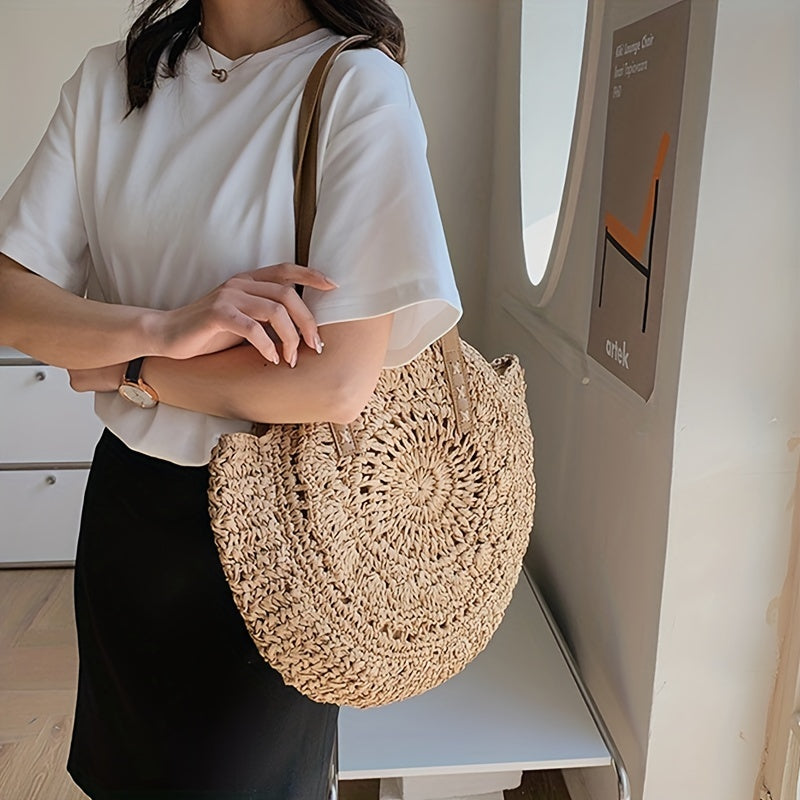 SunWave Ronde Torba Słomiana na Ramię – Casual i Przewiewna