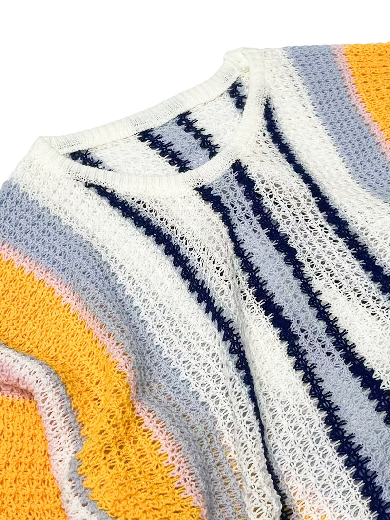 Casualowy Dziany Sweter w Paski – Wygodny i Przewiewny