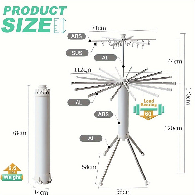 Cylindryczny Stojak na Pranie Octopus – Przenośny i Rozszerzalny