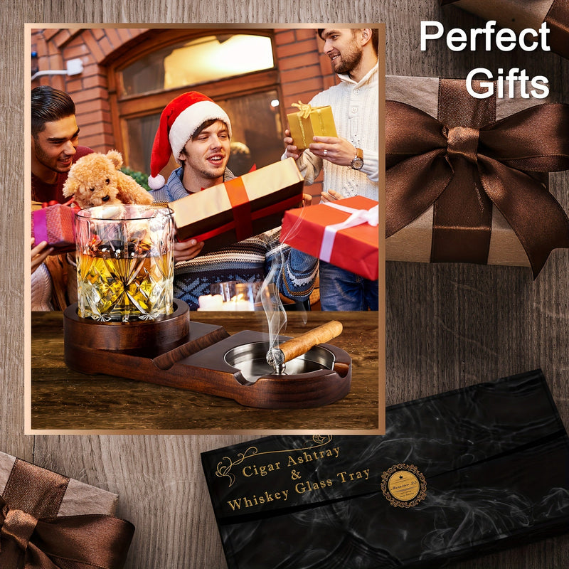 Kreatív Hamutartó Szivarokhoz és Whiskey Tálca - Tökéletes Ajándék Apák Napjára vagy Üzleti Ajándék