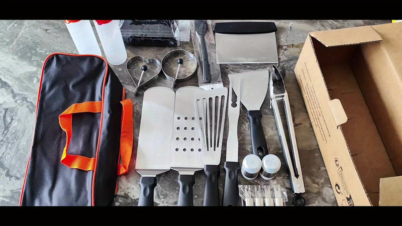 Set de 20 de unelte pentru grătar din oțel inoxidabil – Tot ce ai nevoie pentru grătarul perfect