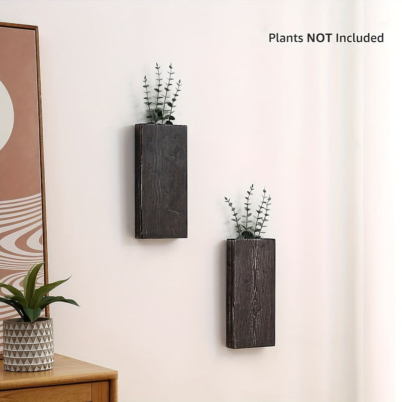 Rustykalny Drewniany Wazon Ścienny - Naturalna Atmosfera dla Każdego Wnętrza
