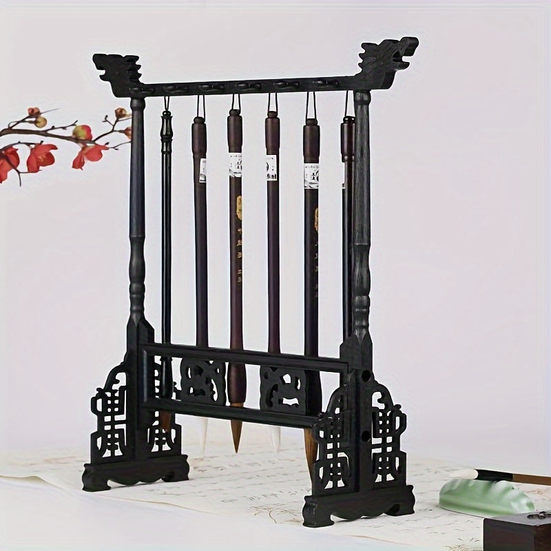 Elegancki Tradycyjny Stojak na Pędzle Kalligraficzne – Ręcznie Wykonany z 12 Szczelin