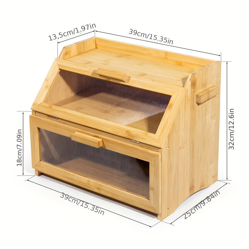 Cutie pentru pâine din bambus cu rafturi duble – Practică și stilată