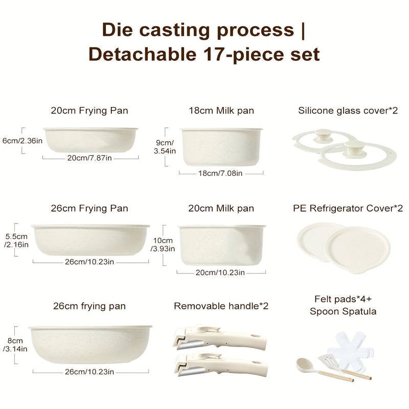Set de vase ceramice cu 17 elemente – inclusiv mânere detașabile și friteuză adâncă