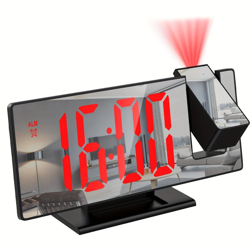 Projektor LED z budzikiem z regulacją 180° – Wyraźny wyświetlacz i funkcja drzemki do sypialni lub biura