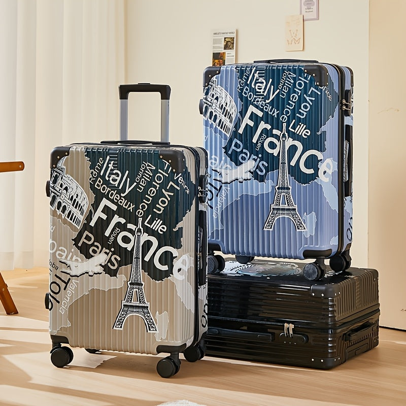 Luxusos Graffiti bőrönd űrmotívummal – 24 hüvelykes repülőtéri bőrönd forgó kerekekkel és TSA zárral