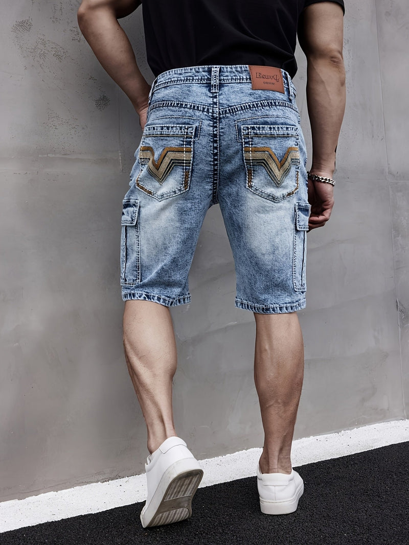 Męskie Szorty Dżinsowe z Wieloma Kieszeniami - Praktyczne i Wygodne