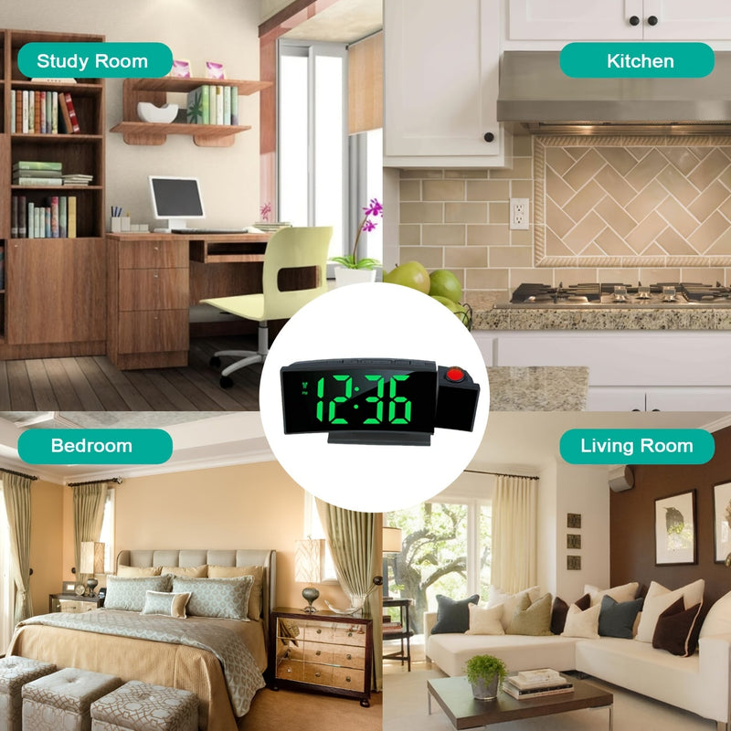 Cyfrowy Projektor Budzik – Wyświetlacz LED i Funkcja Drzemki z Regulacją Jasności