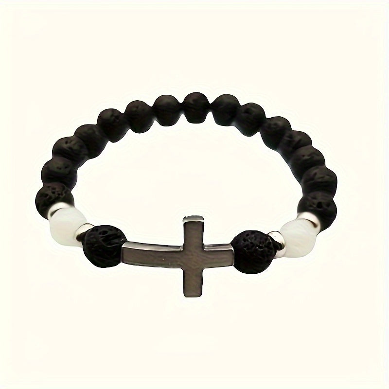 Świecący w Ciemności Kralenarmband z Krzyżem - Dla Unikalnego Stylu