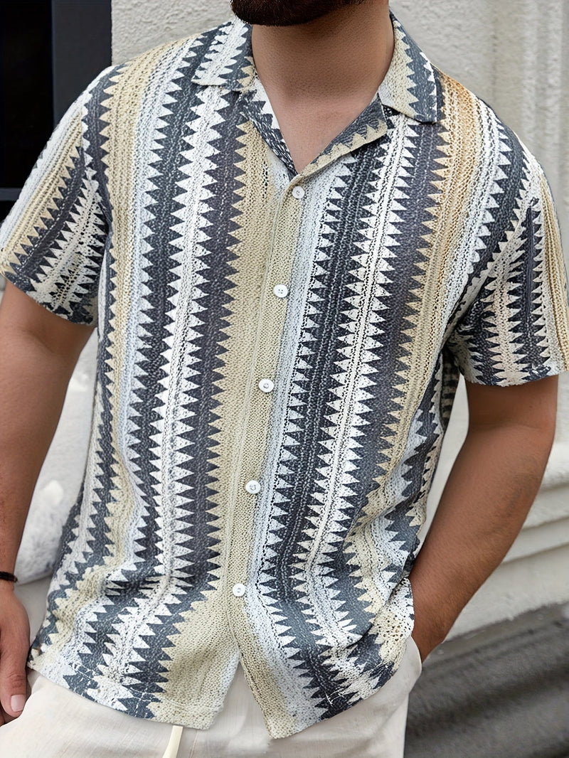 Męska Letnia Casual Koszula z Krótkim Rękawem – Woven Fabric dla Świeżego Wyglądu