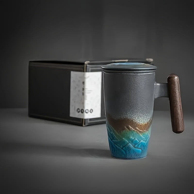 Ceașcă ceramică de ceai realizată manual cu sită – design autentic și utilizare practică