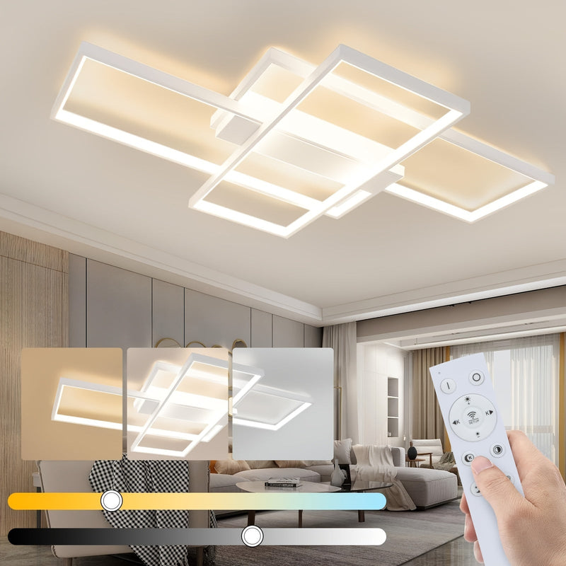 Nowoczesna Lampa Sufitowa LED z Geometrycznym Designem – Ściemniana i Z Pilotem