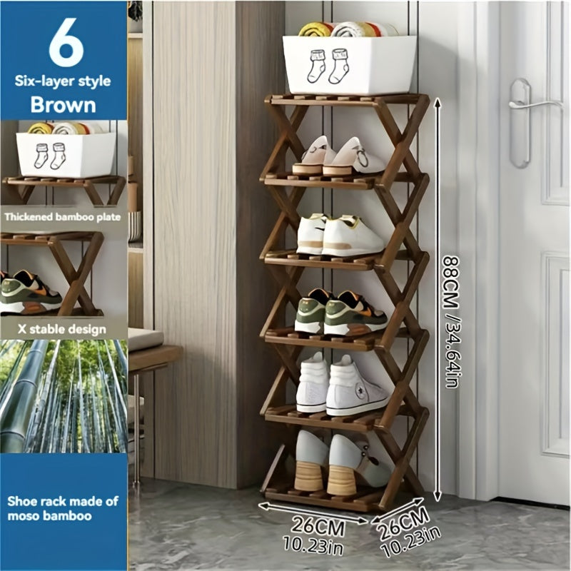 Funkcjonalny Stojak na Buty z Bambusa – Kompaktowy i Elastyczny do Małych Przestrzeni