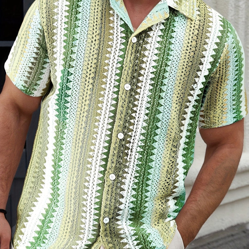 Męska Letnia Casual Koszula z Krótkim Rękawem – Woven Fabric dla Świeżego Wyglądu