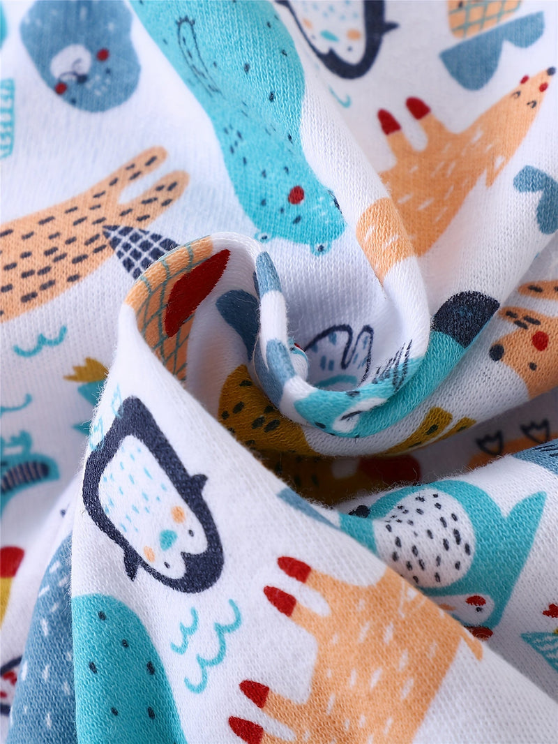 Set body pentru bebeluși în 3 piese cu imprimeuri de animale – mâneci lungi pentru activități în aer liber