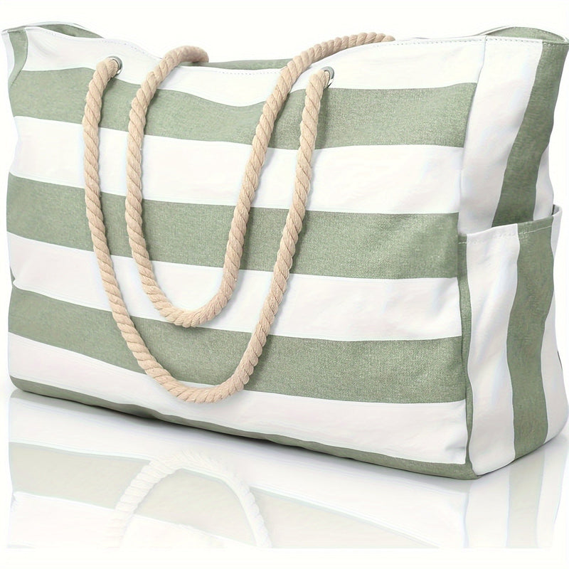 Paskowana nagy kapacitású strandtáska – Tartós poliészter cipzárral