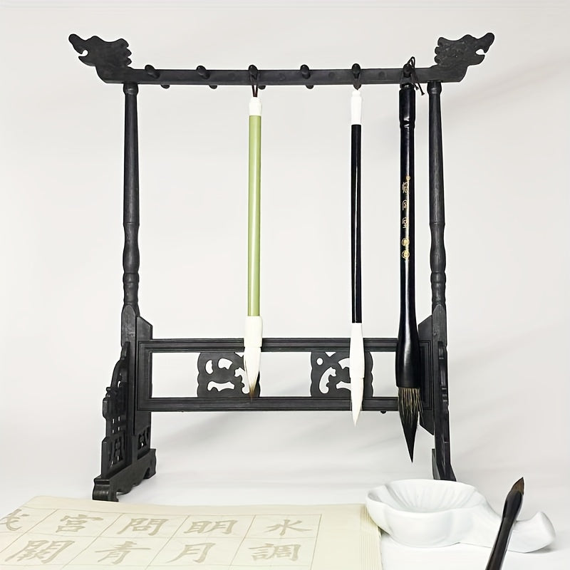 Elegancki Tradycyjny Stojak na Pędzle Kalligraficzne – Ręcznie Wykonany z 12 Szczelin