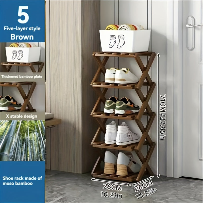 Funkcjonalny Stojak na Buty z Bambusa – Kompaktowy i Elastyczny do Małych Przestrzeni