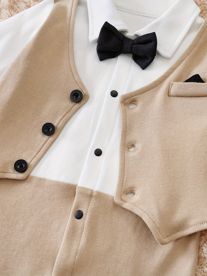 Oliver Gentleman Romper – Elegancki Kombinezon dla Niemowląt z Muchą