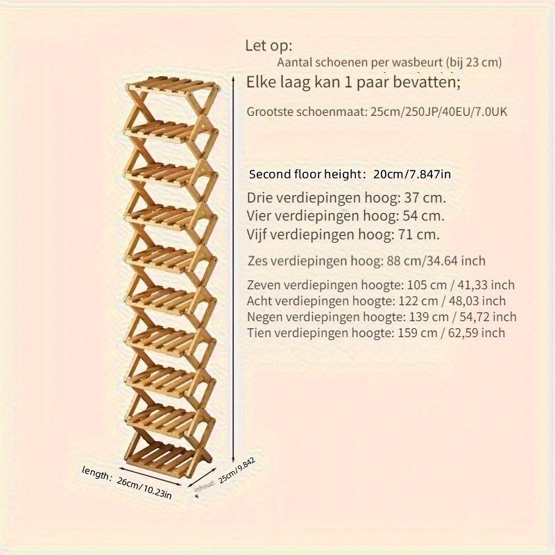 Funkcjonalny Stojak na Buty z Bambusa – Kompaktowy i Elastyczny do Małych Przestrzeni
