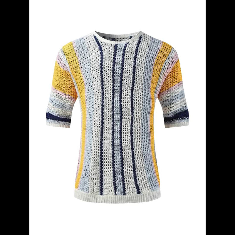 Casualowy Dziany Sweter w Paski – Wygodny i Przewiewny