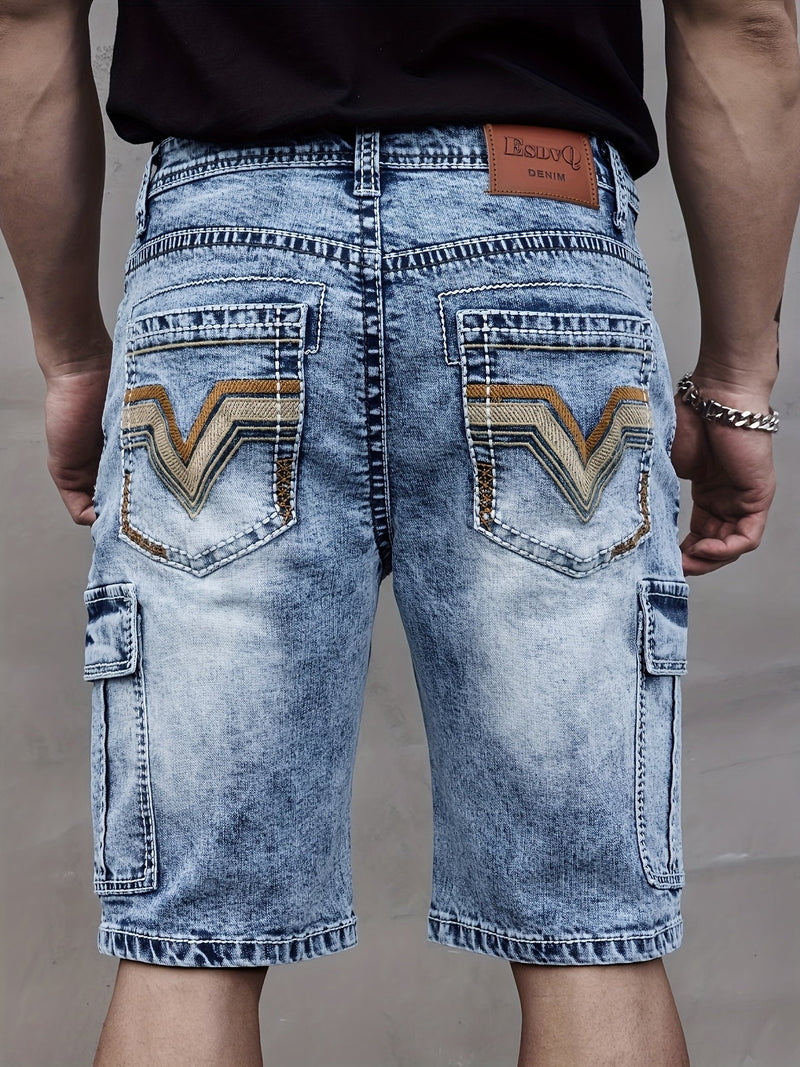 Męskie Szorty Dżinsowe z Wieloma Kieszeniami - Praktyczne i Wygodne