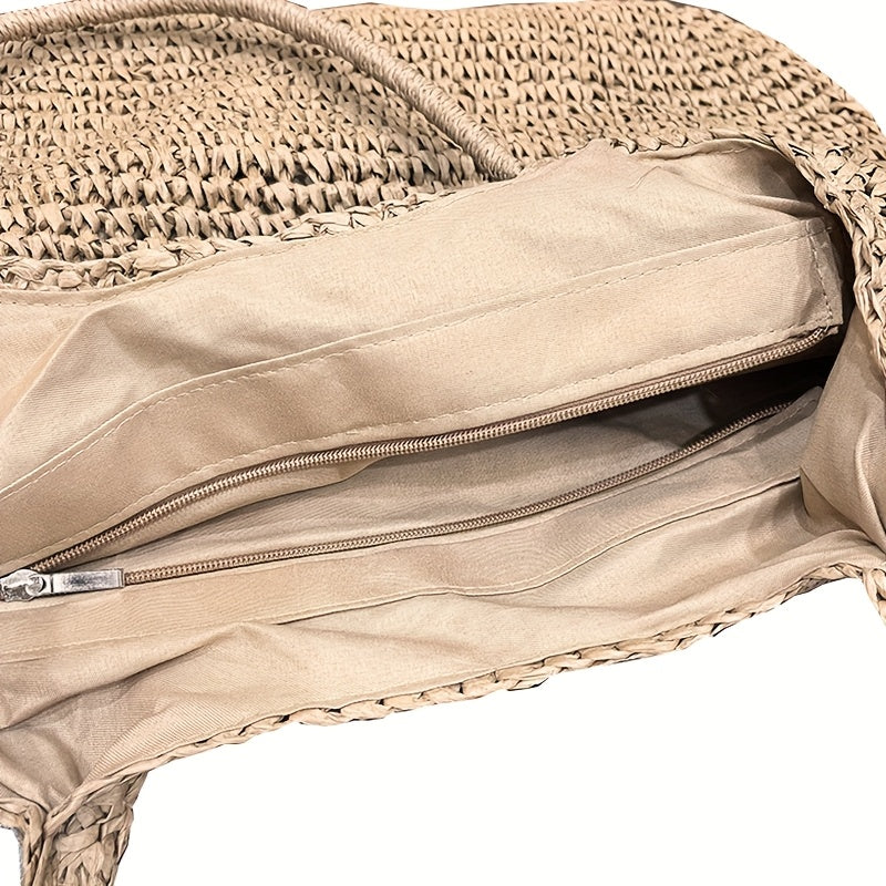 Torba pleciona torba na ramię dla kobiet o dużej pojemności z zamkiem błyskawicznym