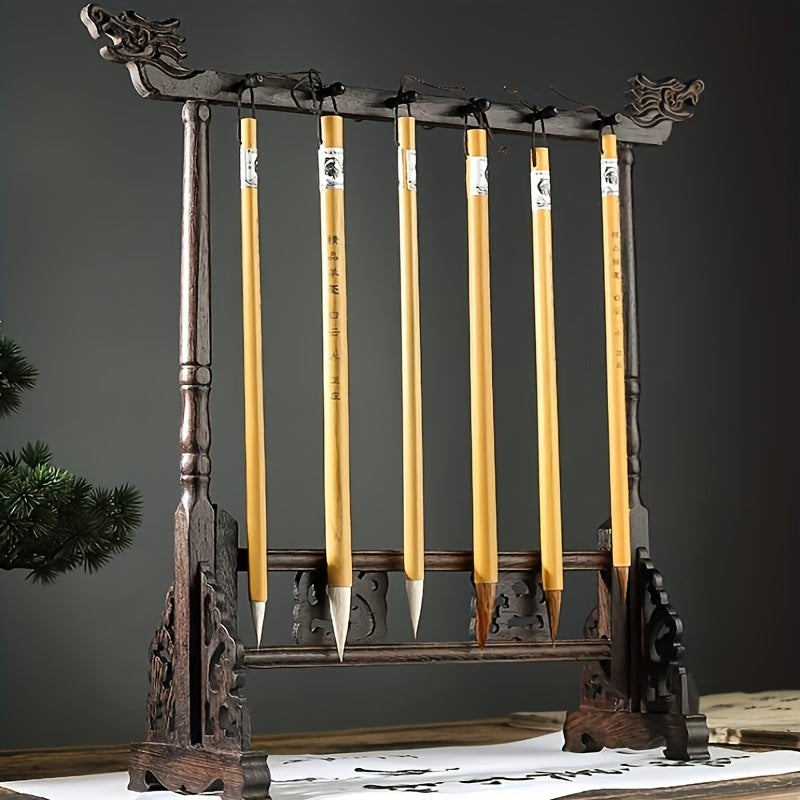 Elegancki Tradycyjny Stojak na Pędzle Kalligraficzne – Ręcznie Wykonany z 12 Szczelin