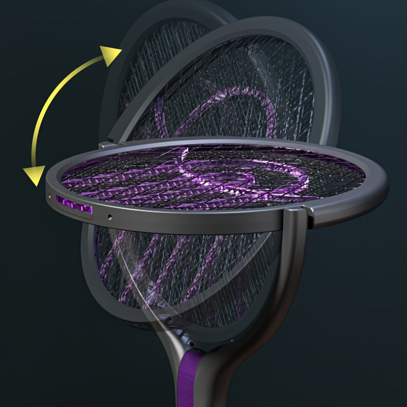 Składany Elektryczny Zapper na Komary – Ładowany z Wysuwanym Trzonkiem
