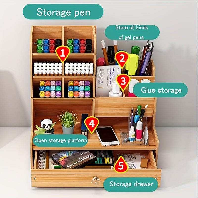 Birou din bambus cu compartiment – Organizează-ți eficient și stilat locul de muncă