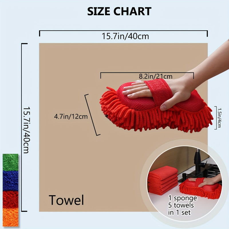 Set pentru Spălarea Mașinii cu Microfibră – Burete și Prosoape pentru Efecte Strălucitoare