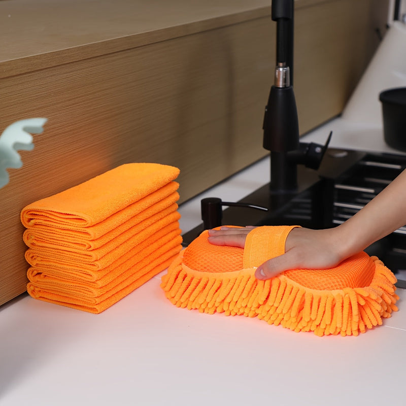 Set pentru Spălarea Mașinii cu Microfibră – Burete și Prosoape pentru Efecte Strălucitoare