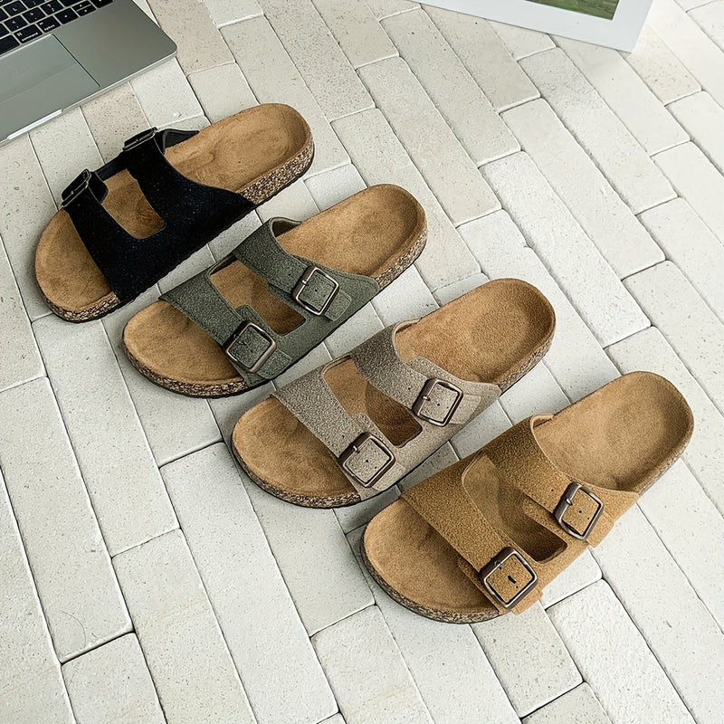 Papuci retro cu două catarame reglabile pentru bărbați – confortabili și stilati pentru bărbați